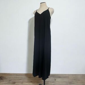 Jenni Kayne Raw Textured Silk Black Midi Dress